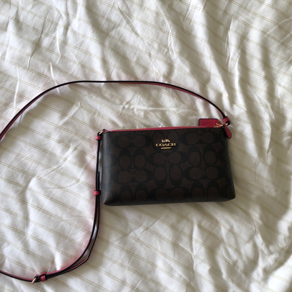 Brown & pink COACH crossbody bag